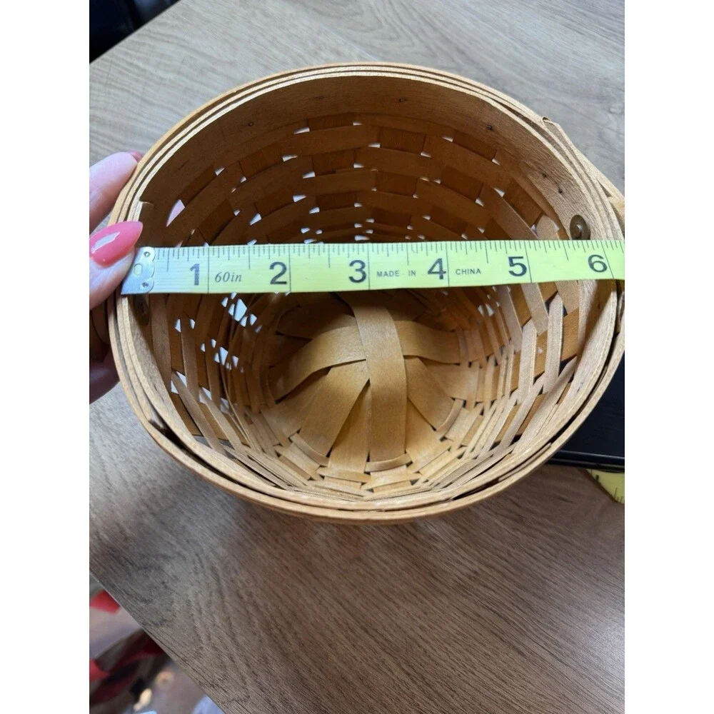 Vtg Longaberger Round Basket 1996 Swing Handle Handwoven Storage Classic Stain